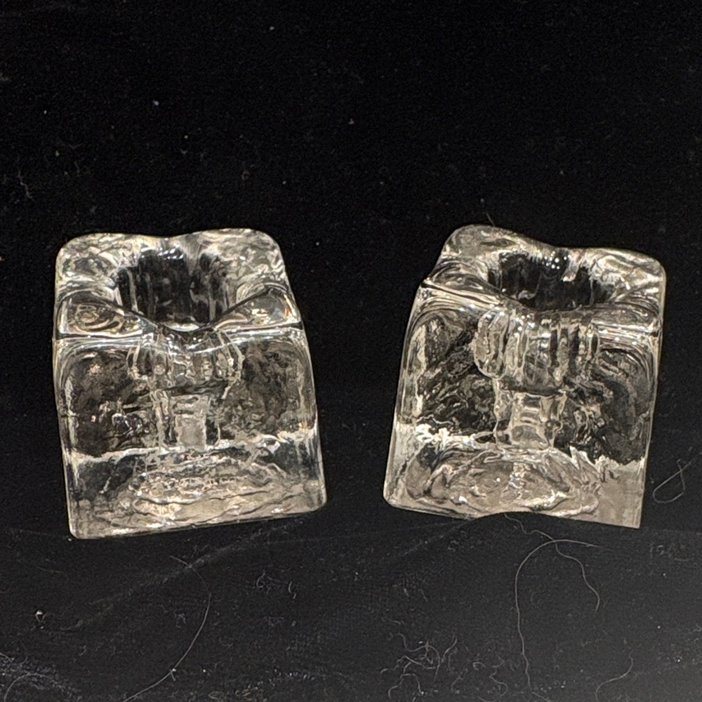 Vintage Wheaton Nuline NJ Glass Candle Holders (2)